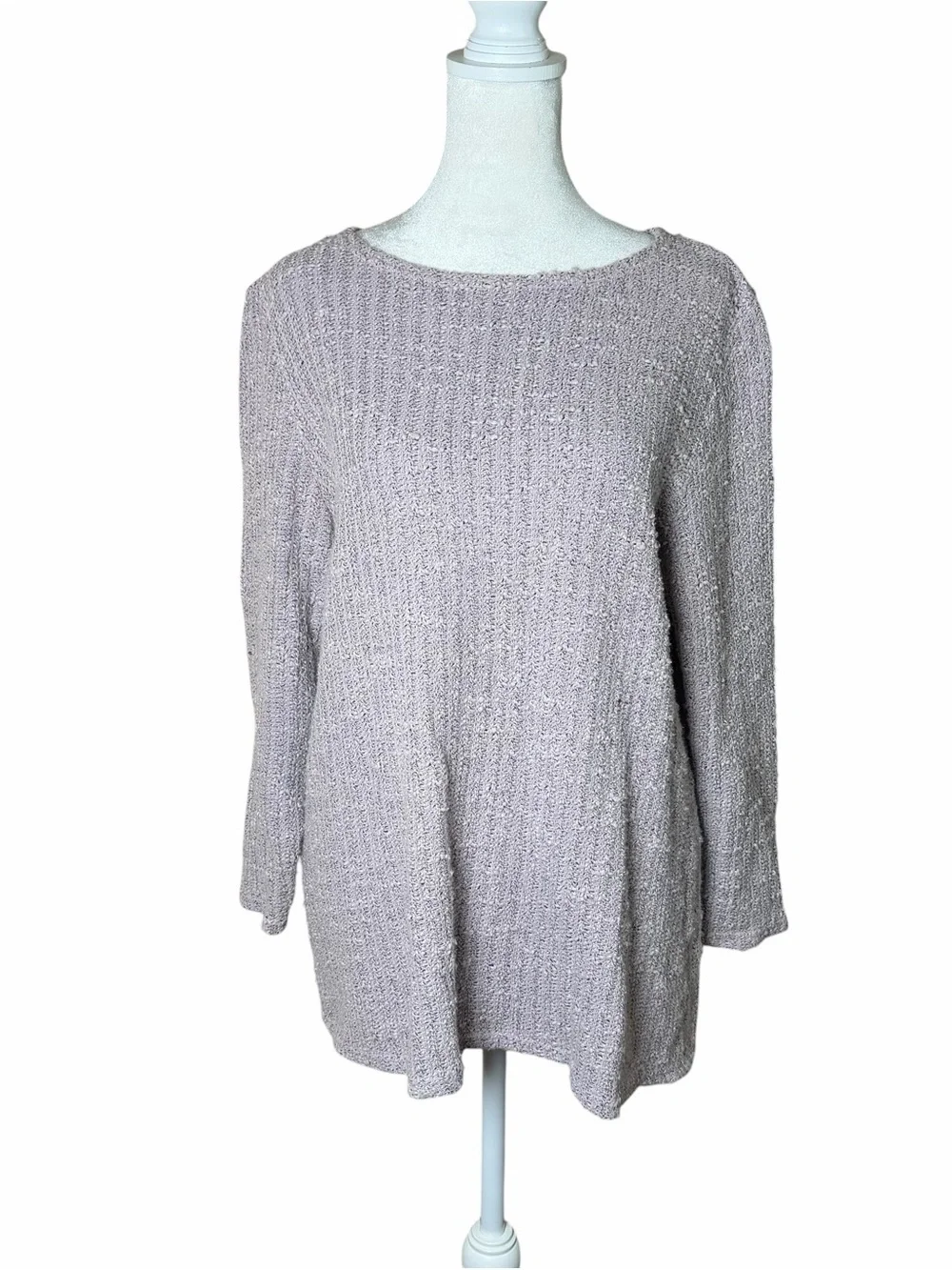 cut loose Lavender Textured Knit Sweater Linen Cotton Blend Medium Relaxed Top
